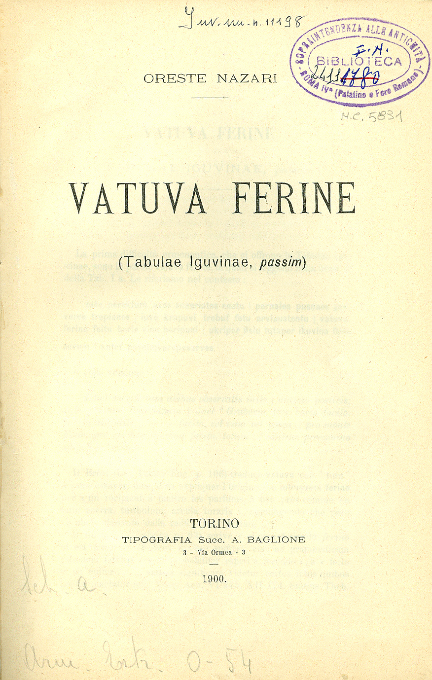 Vatuva Ferine (Tabulae Iguvinae, passim)