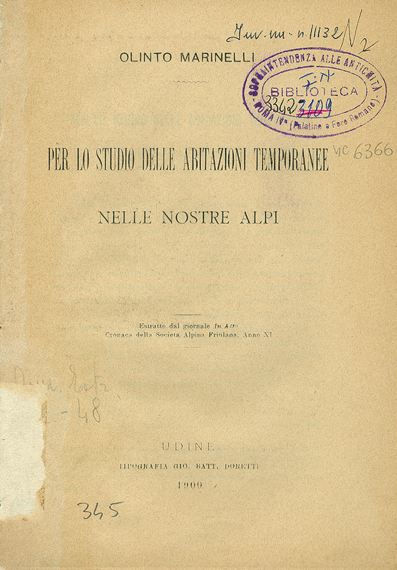 Per lo studio delle abitazioni temporanee nelle nostre Alpi