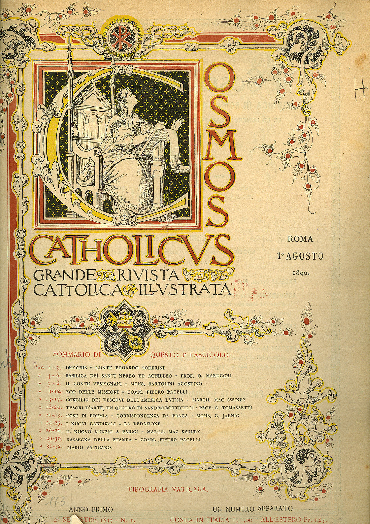 Cosmos Catholicus (2° semestre 1899 - N.1)