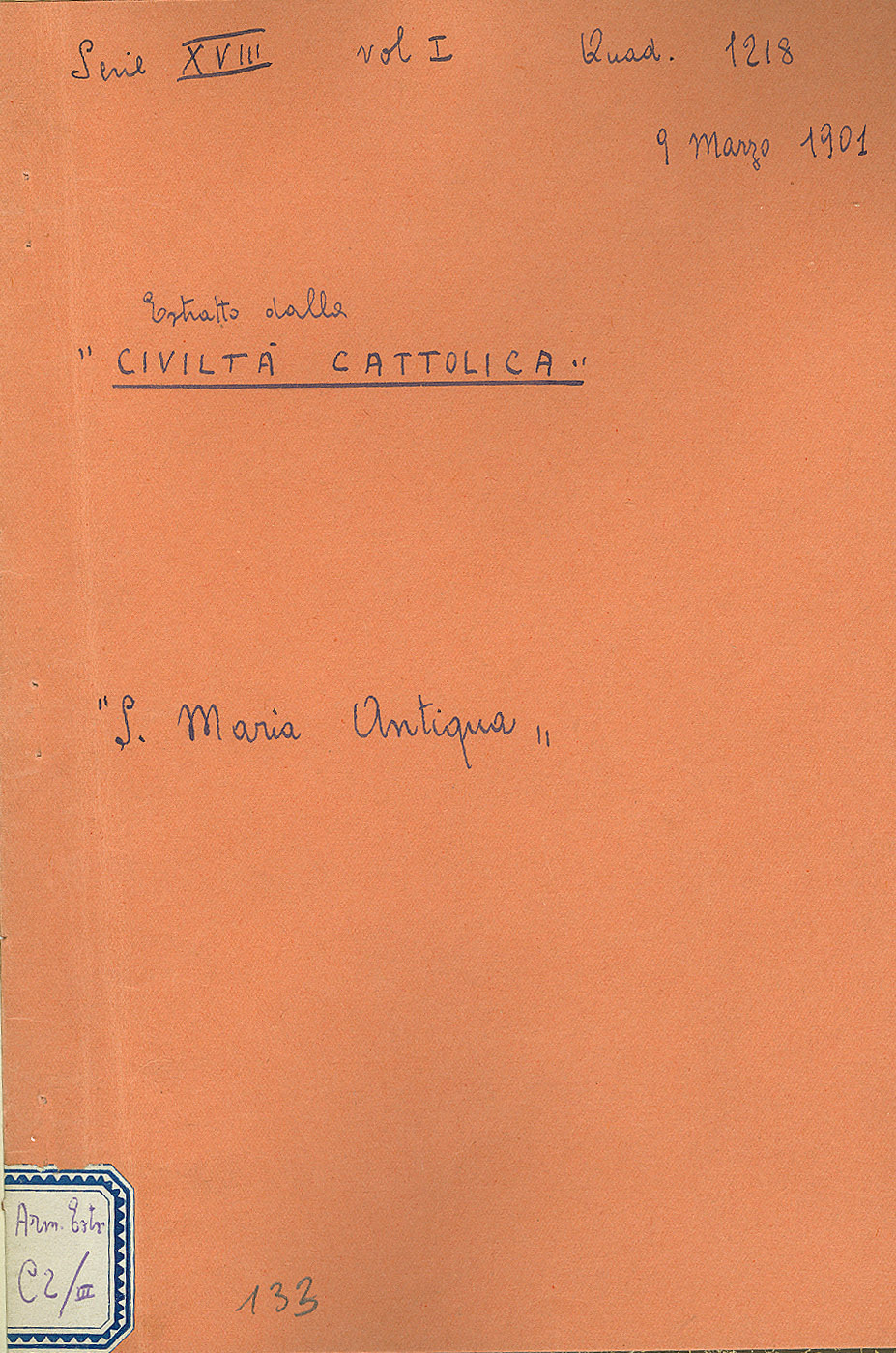 S. Maria Antiqua (9 marzo 1901)