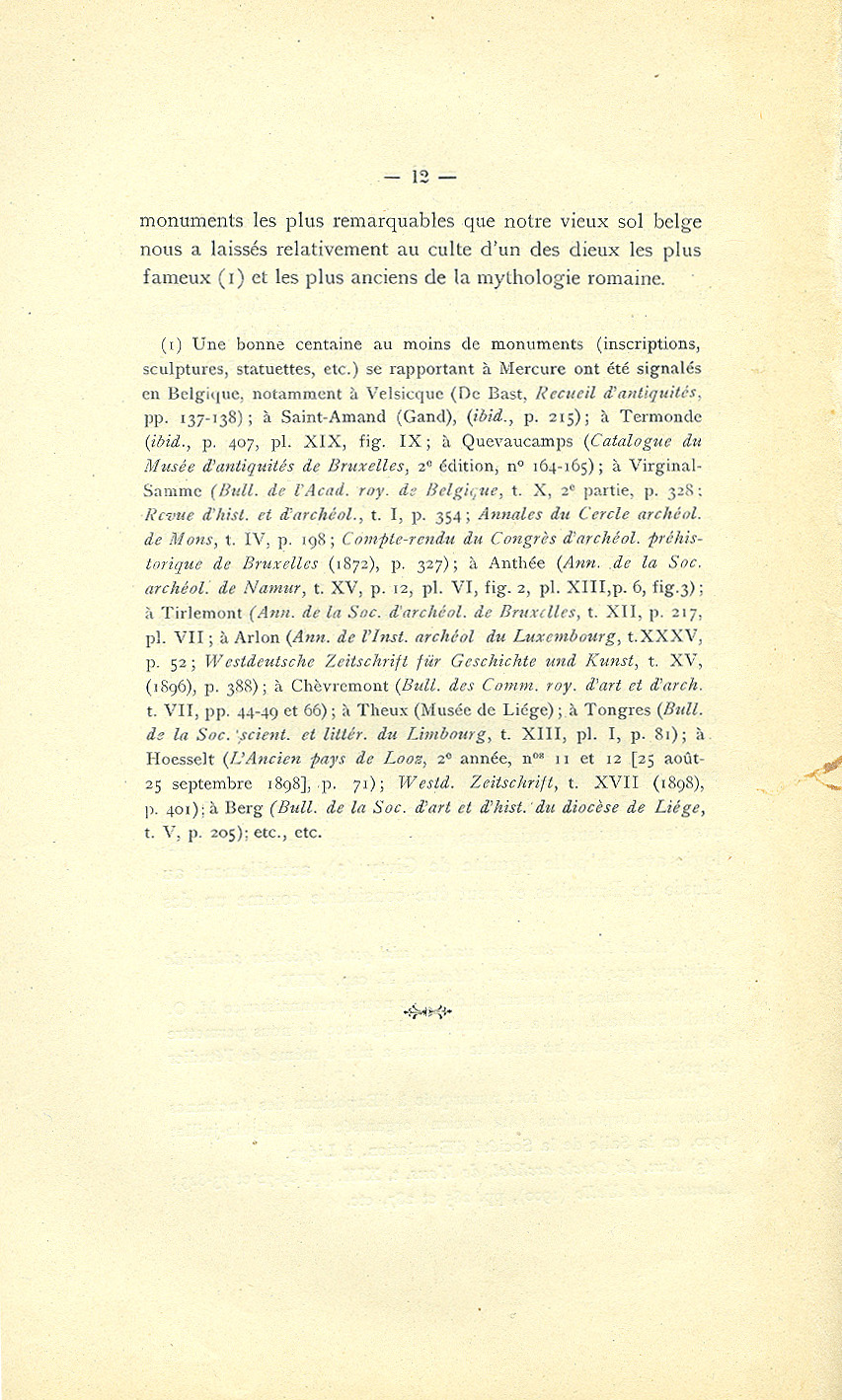 Quatre bronzens figurés de l'époque romaine trouvés en Belgique