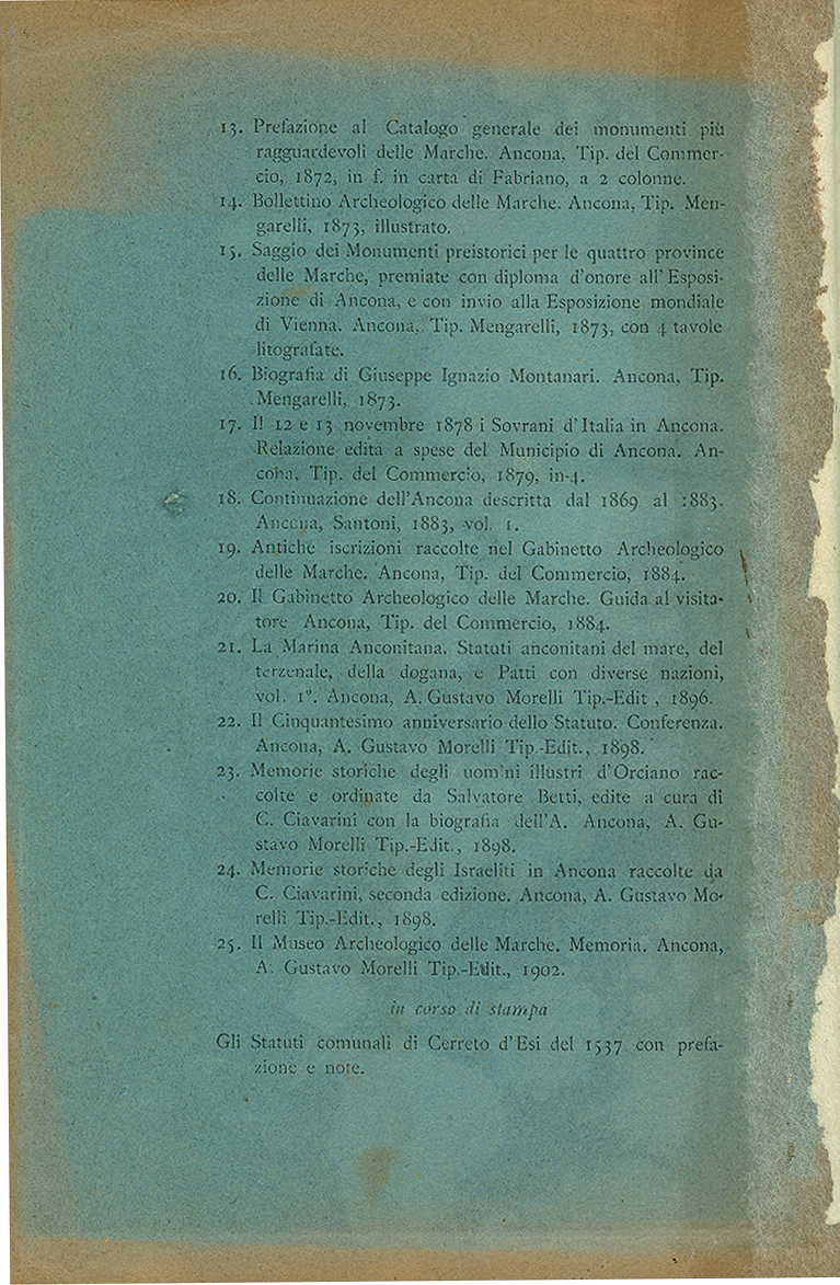 Il sepolcreto Anconitano. Nuove scoperte dell' età preromana e romana dal 15 Aprile al 17 Luglio 1902. ( Relazione di Carisio Ciavarini)