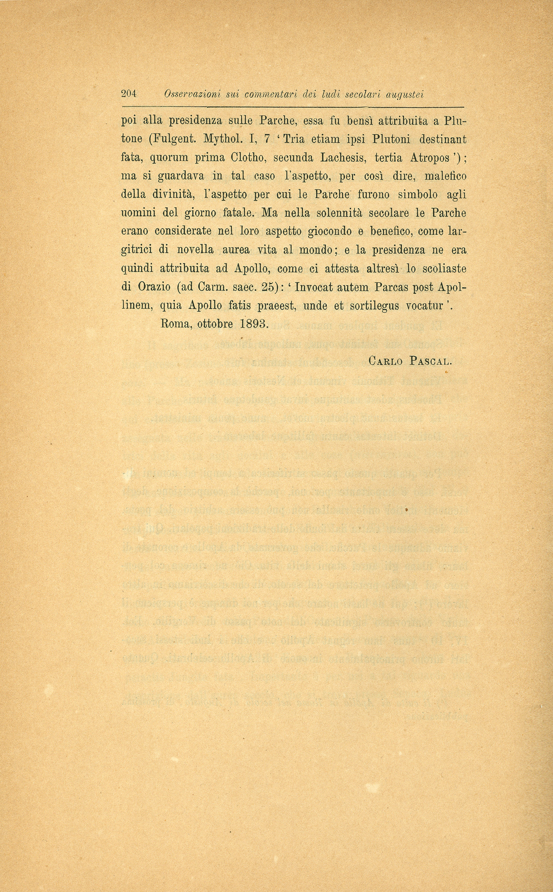 Osservazioni sui commentarii dei Ludi Secolari Augustei