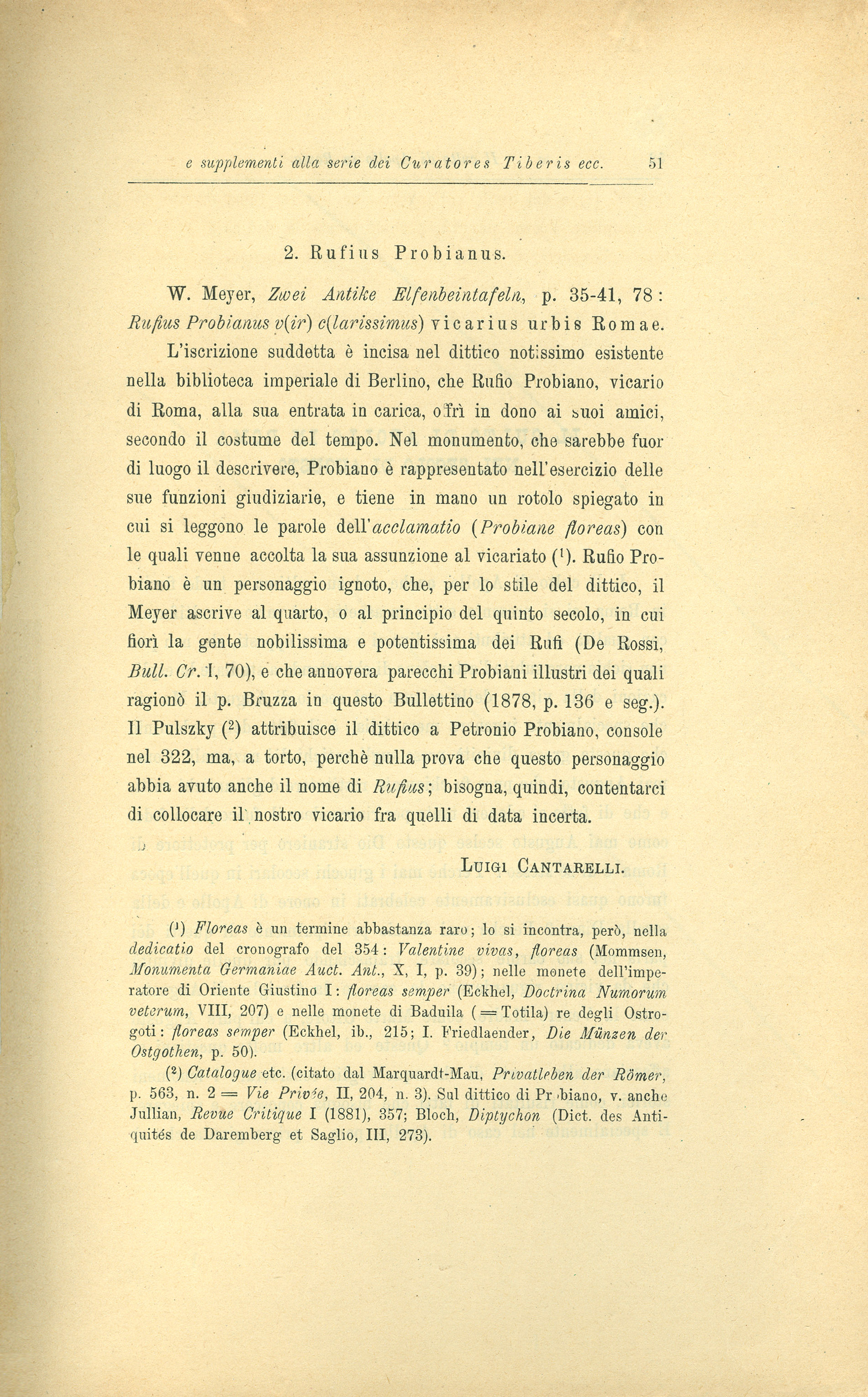L'origine della cura Tiberis e supplementi alla serie del Curatores Tiberis e alla serie dei Vicarii Urbis Romae