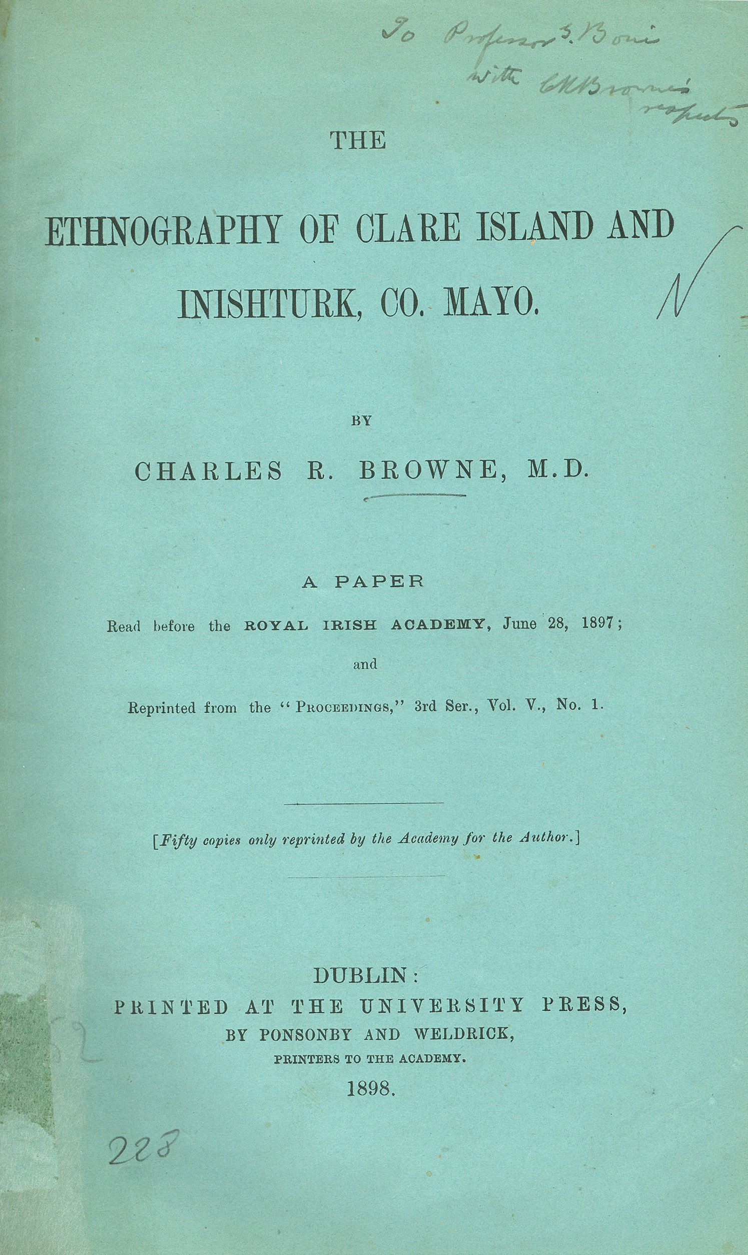 The ethnography of clare island and inishturk, co.mayo.