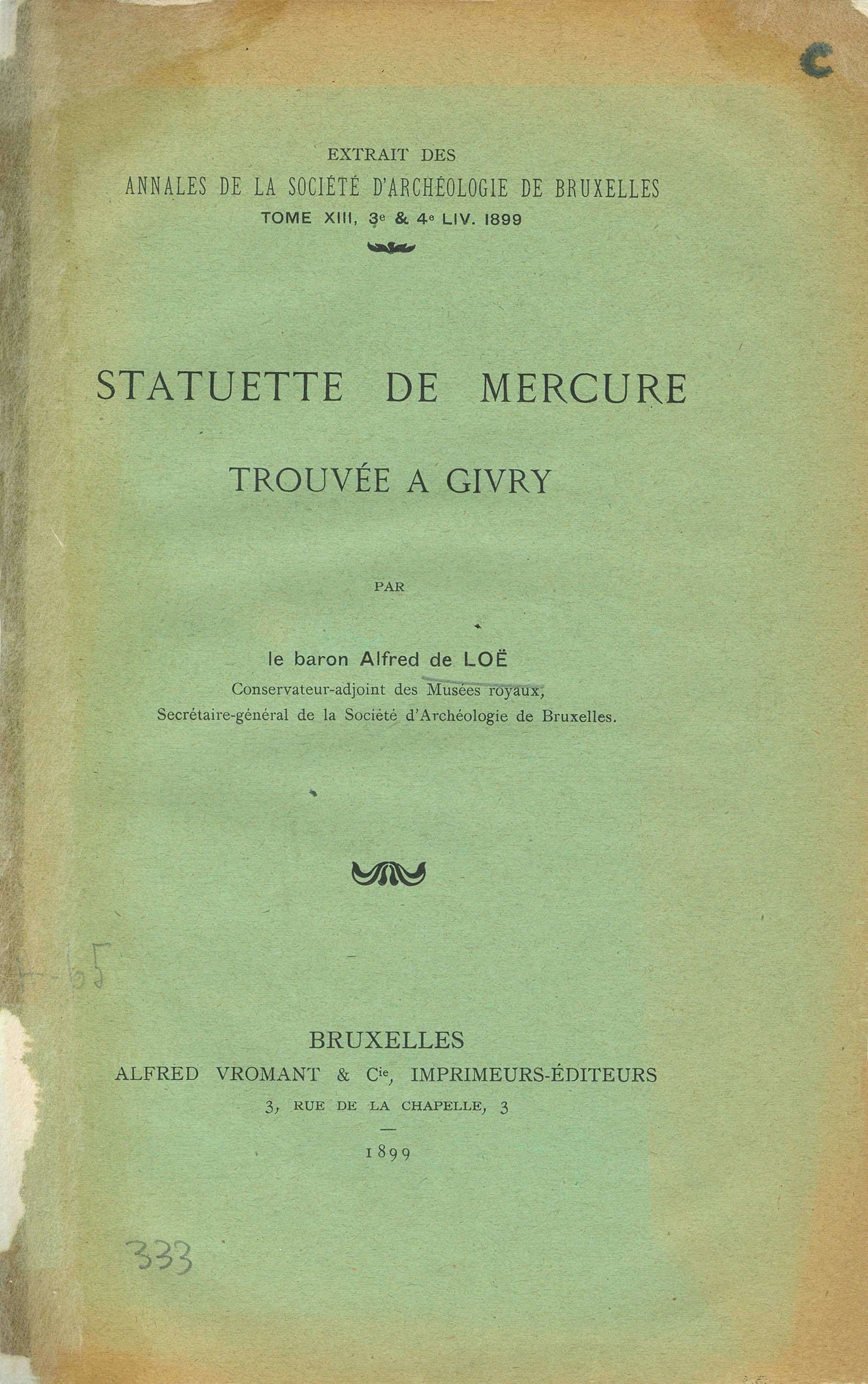 Statuette de Mercure trouvée a Givry