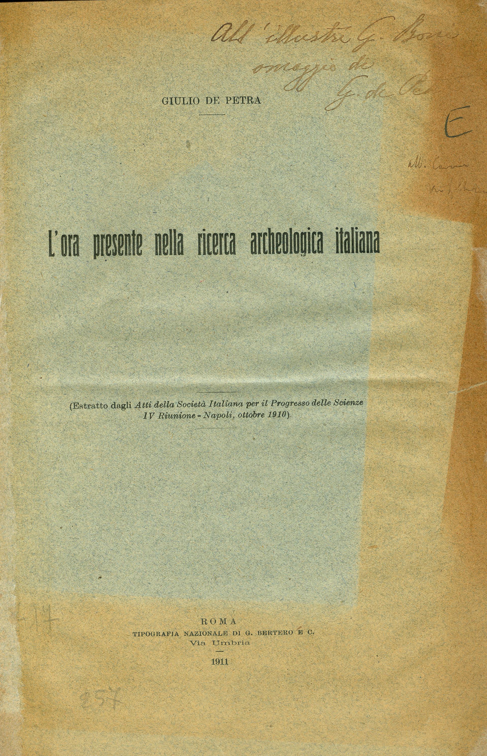 L'ora presente nella ricerca archeologica italiana