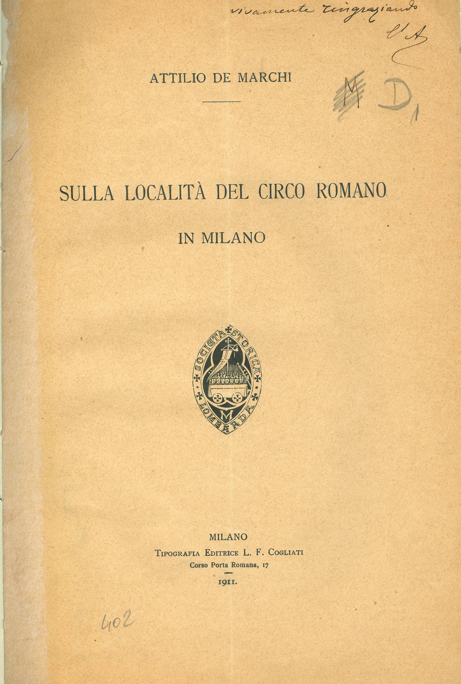 Sulla località del Circo Romano in Milano