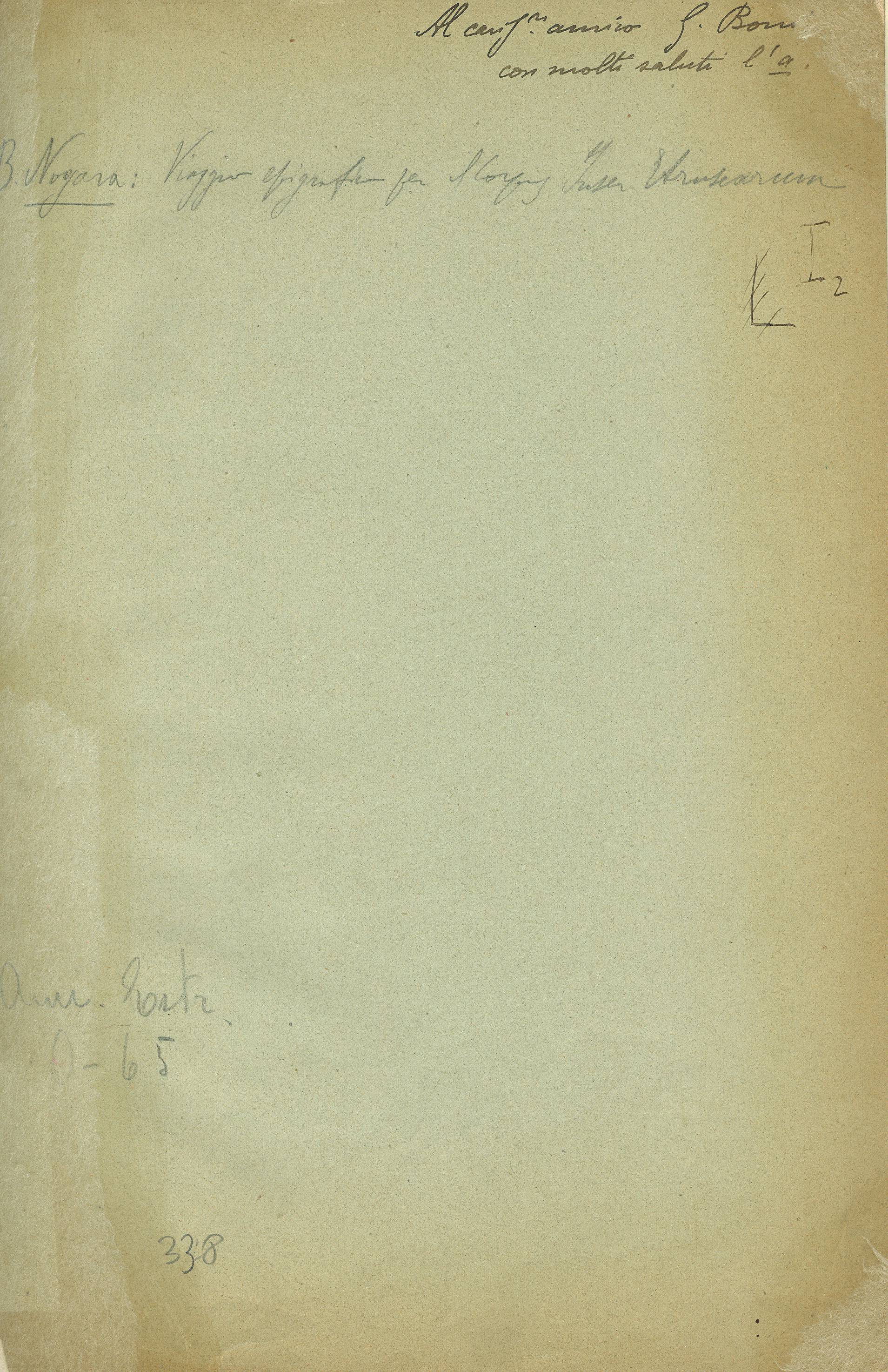 Viaggio epigrafico del settembre-ottobre 1910  per i lavori preparatorii del Corpus Inscriptionum Etruscarum