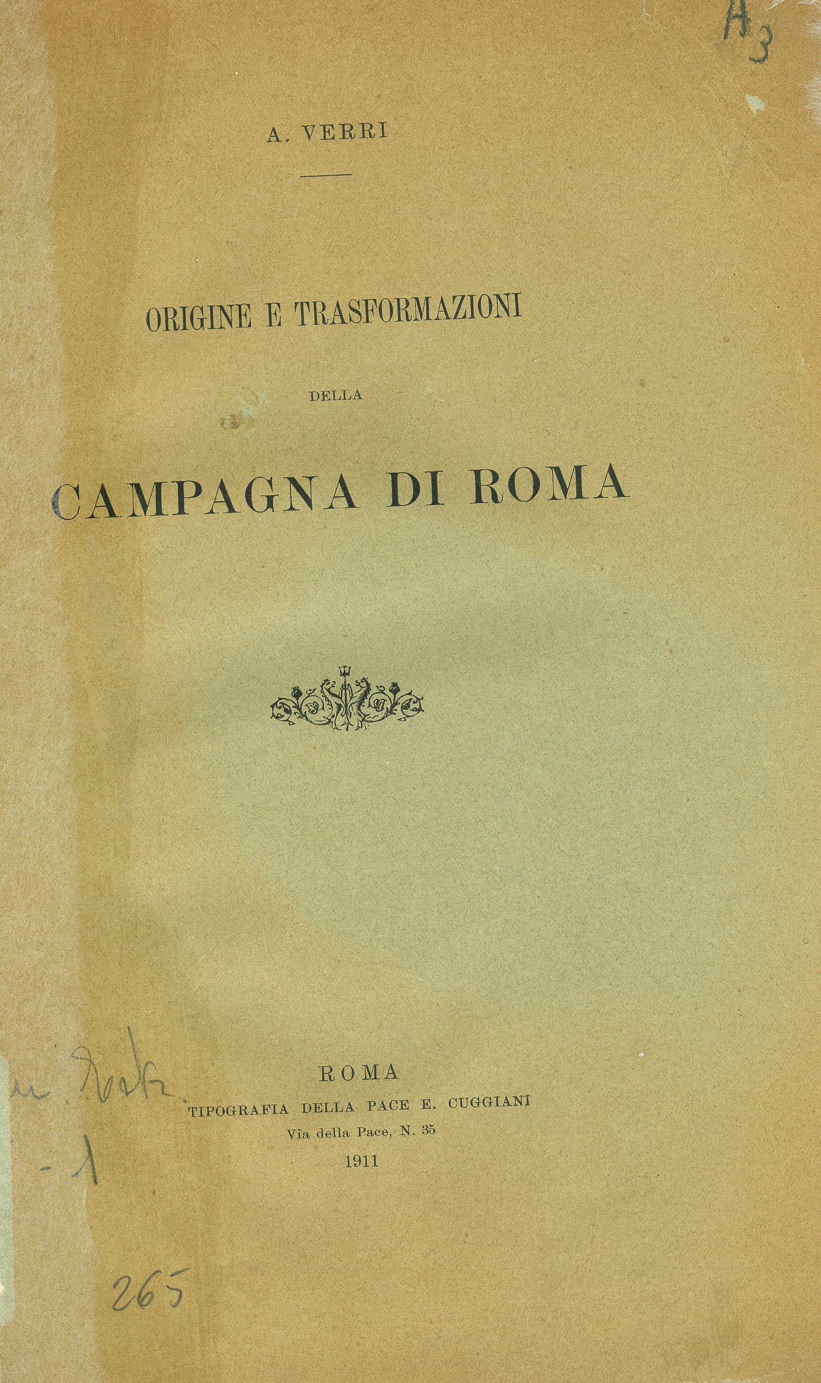 Origine e Trasformazioni della Campagna di Roma