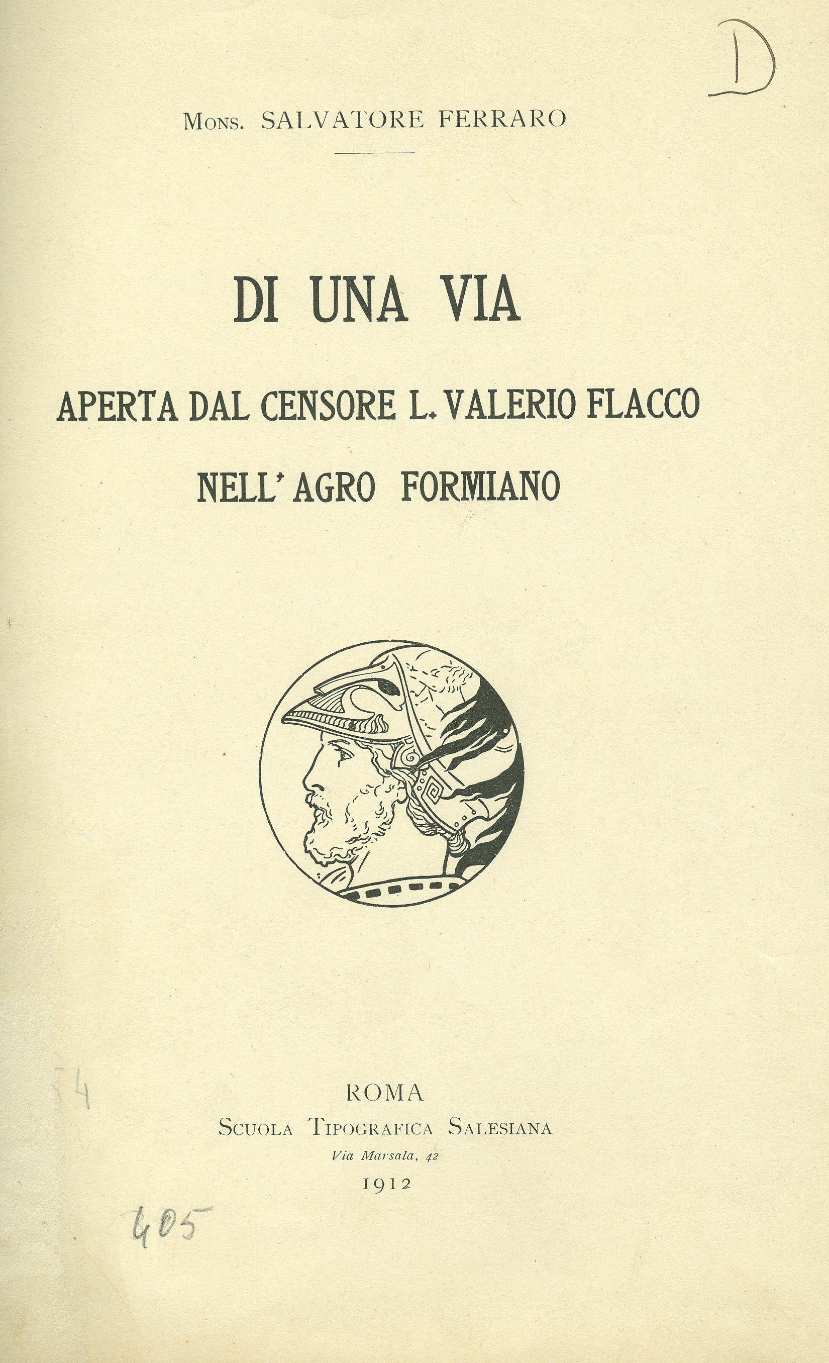 Di una via aperta dal censore L. Valerio Flacco nell'agro formiano