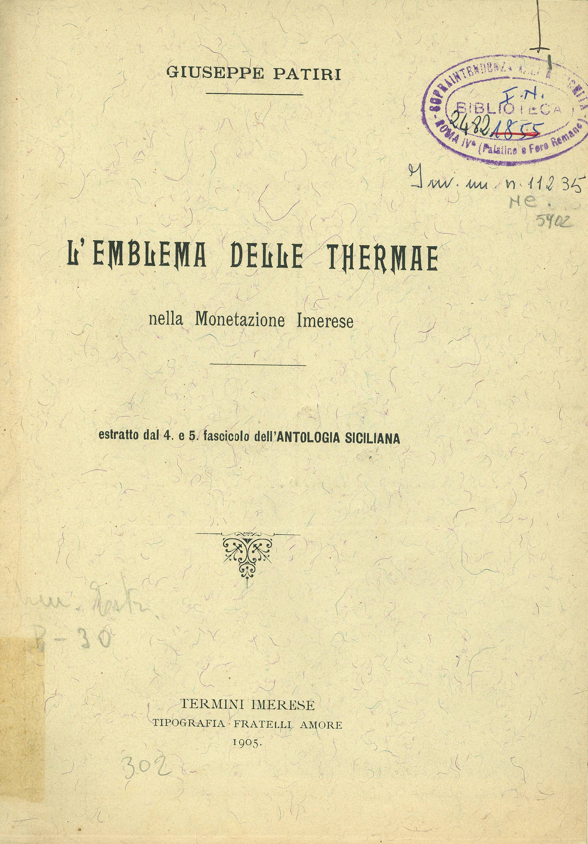 L'emblema delle Thermae nella Monetazione Imerese