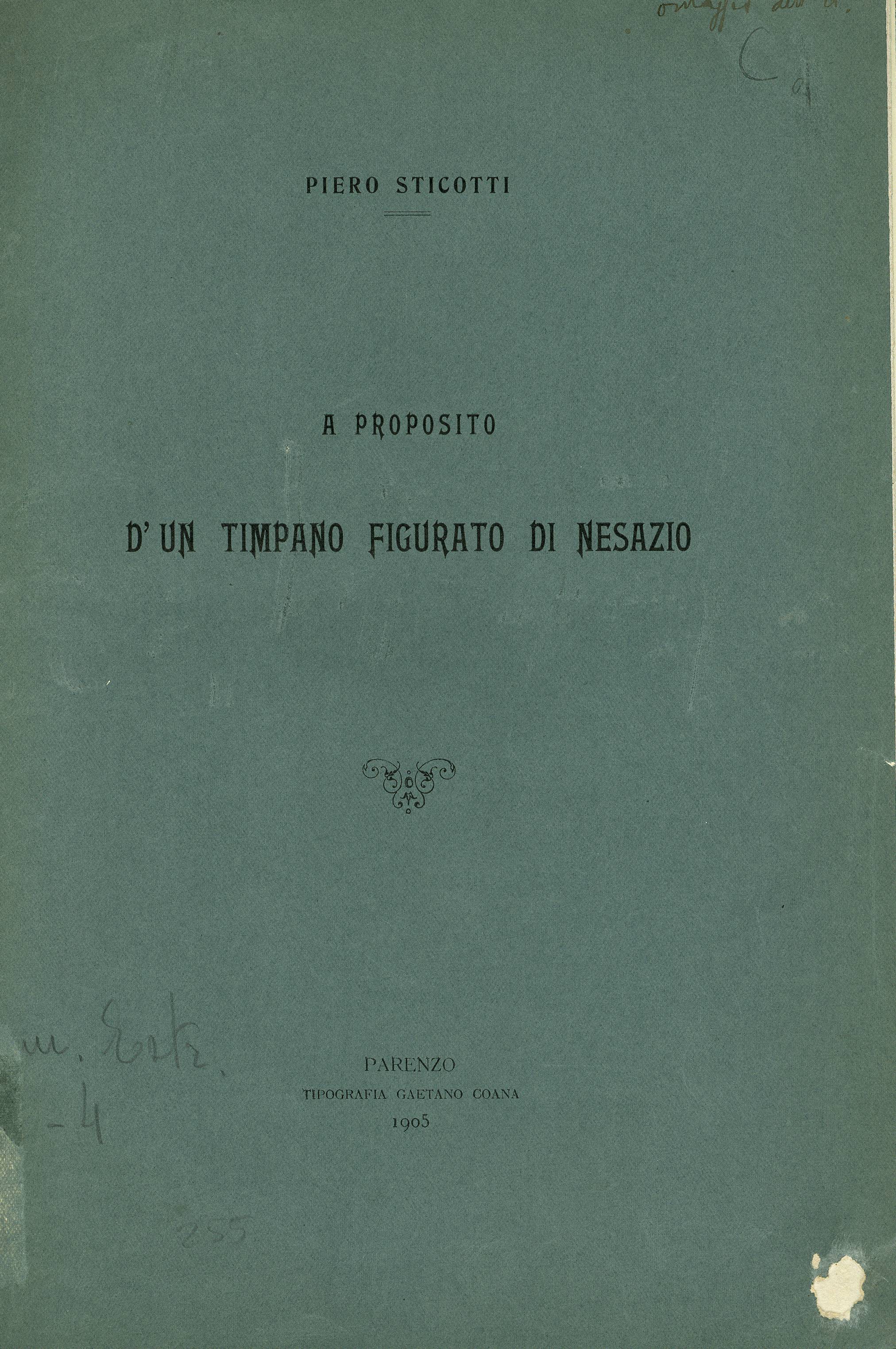 A proposito d'un timpano figurato di Nesazio