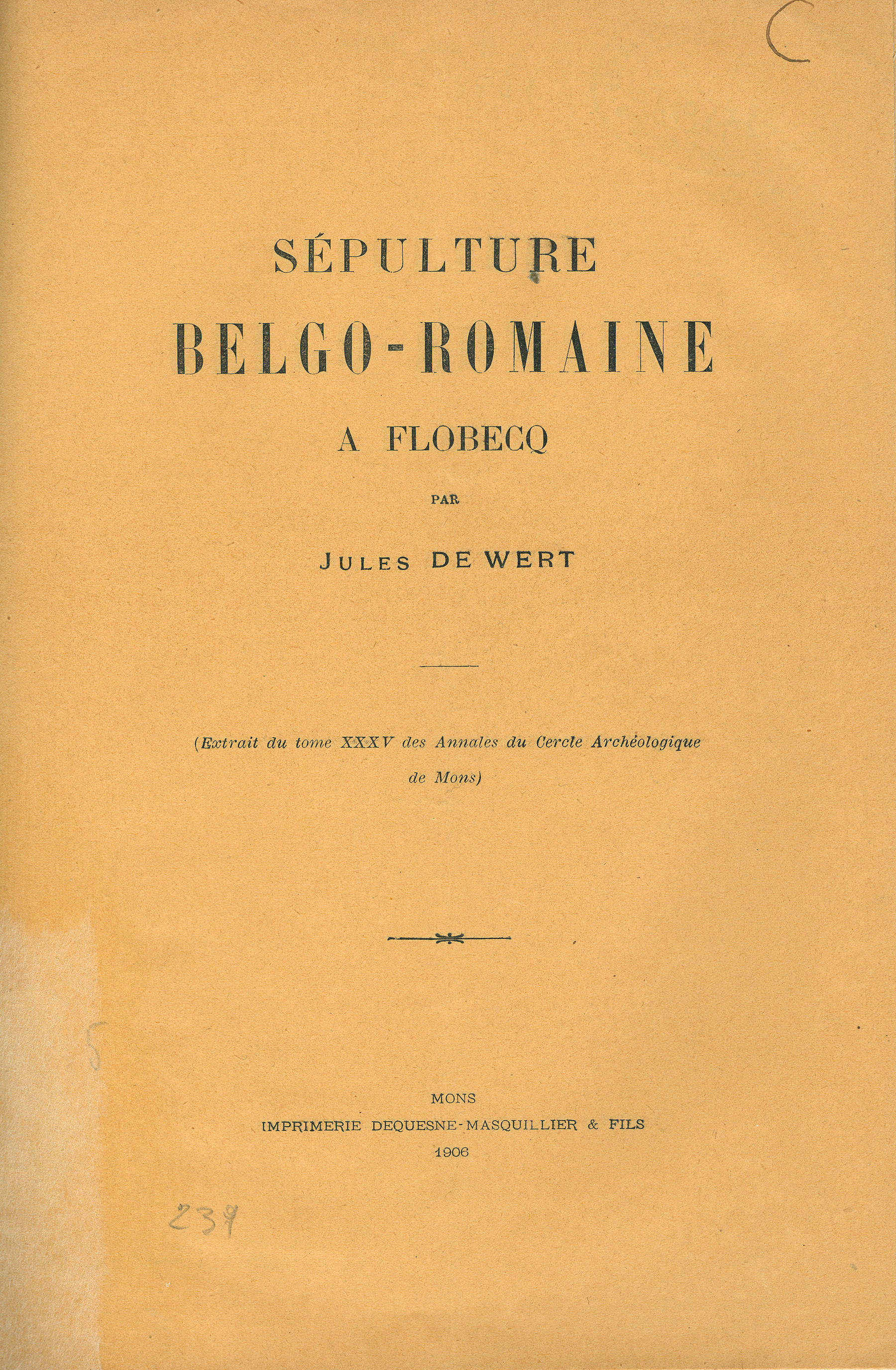 Sépulture Belgo-Romaine a Flobecq