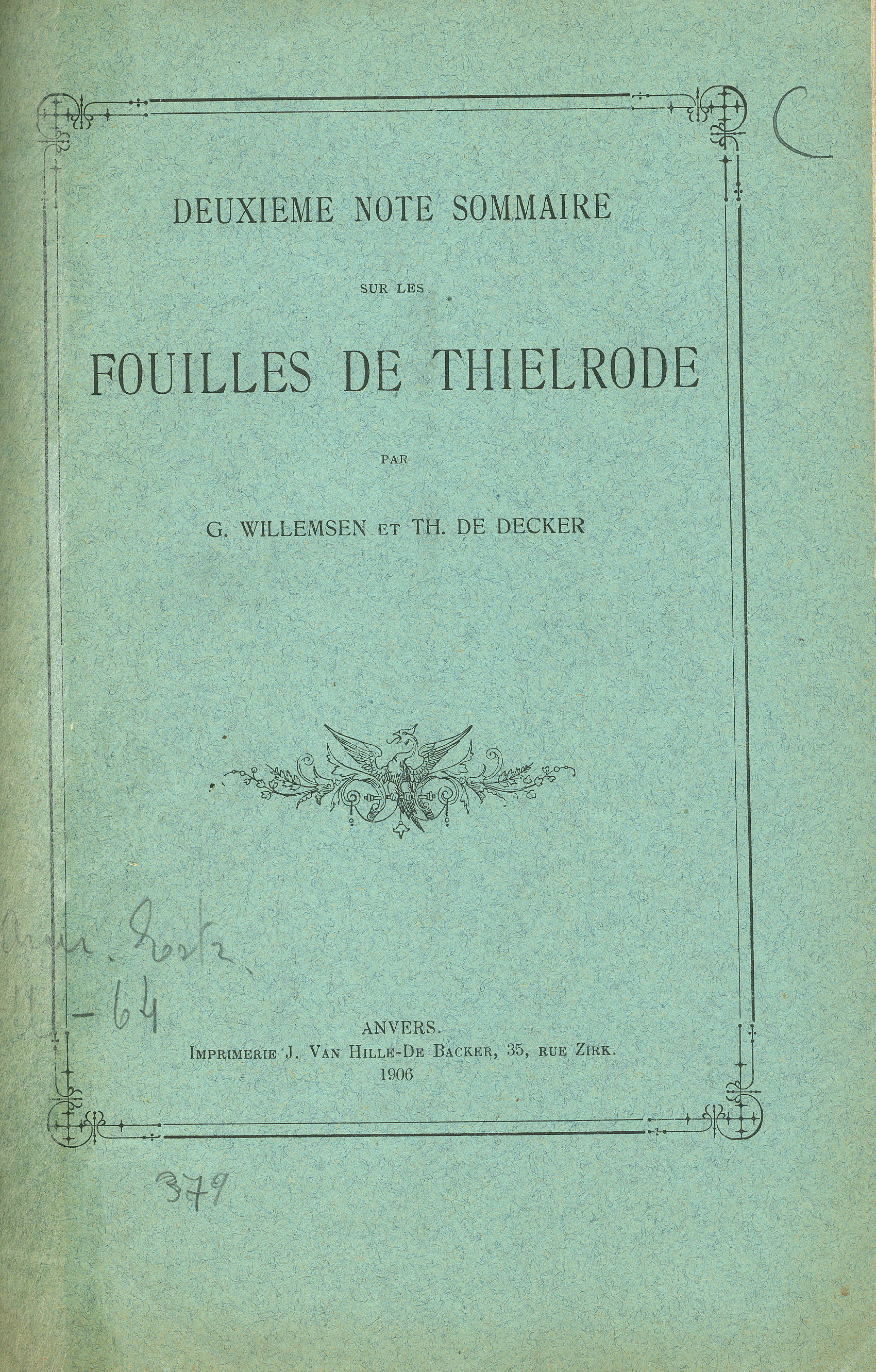 Deuxieme note sommaire sur les fouilles de Thierode