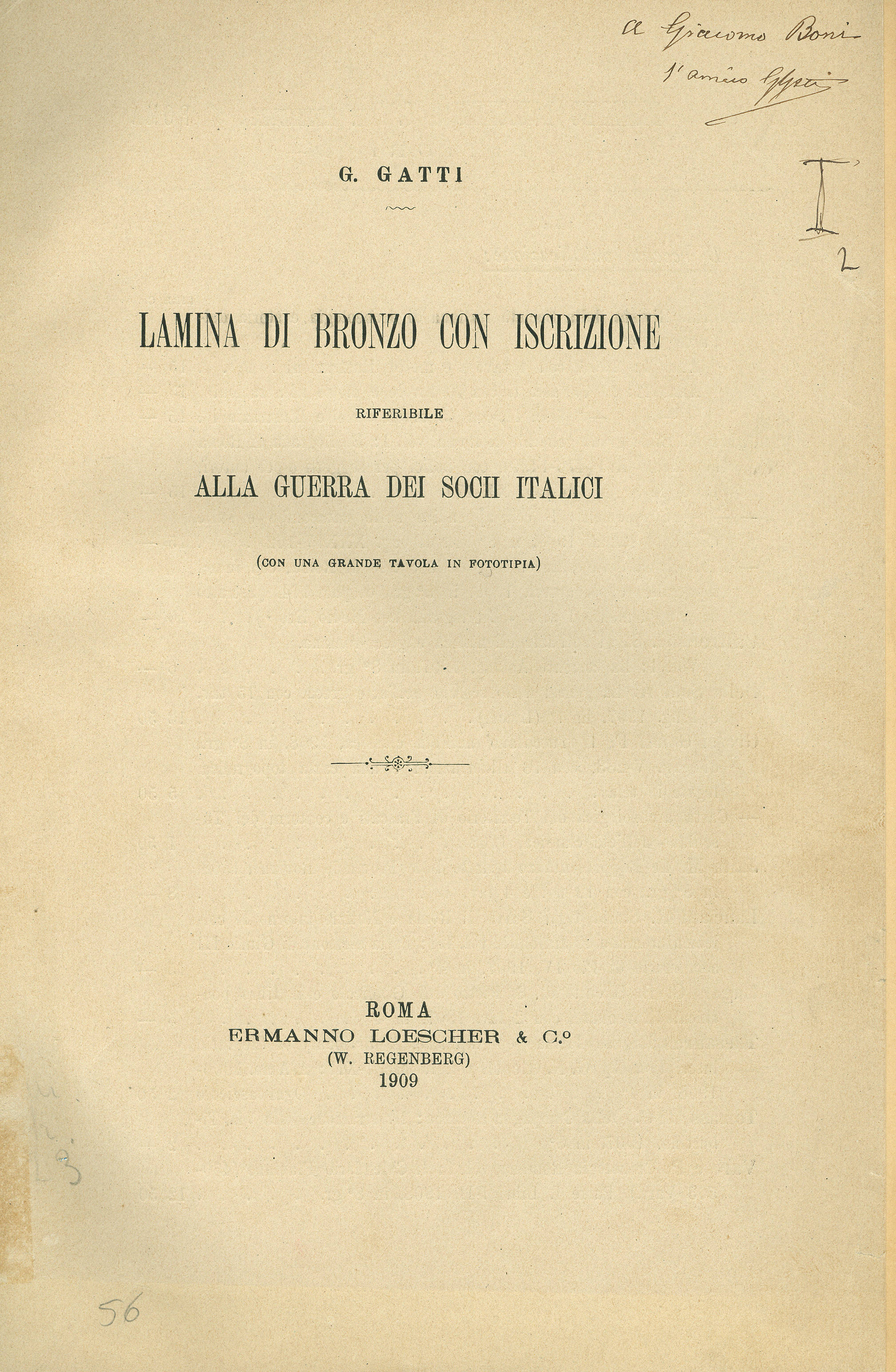 Lamina di bronzo con iscrizione riferibile alla guerra dei soci italici