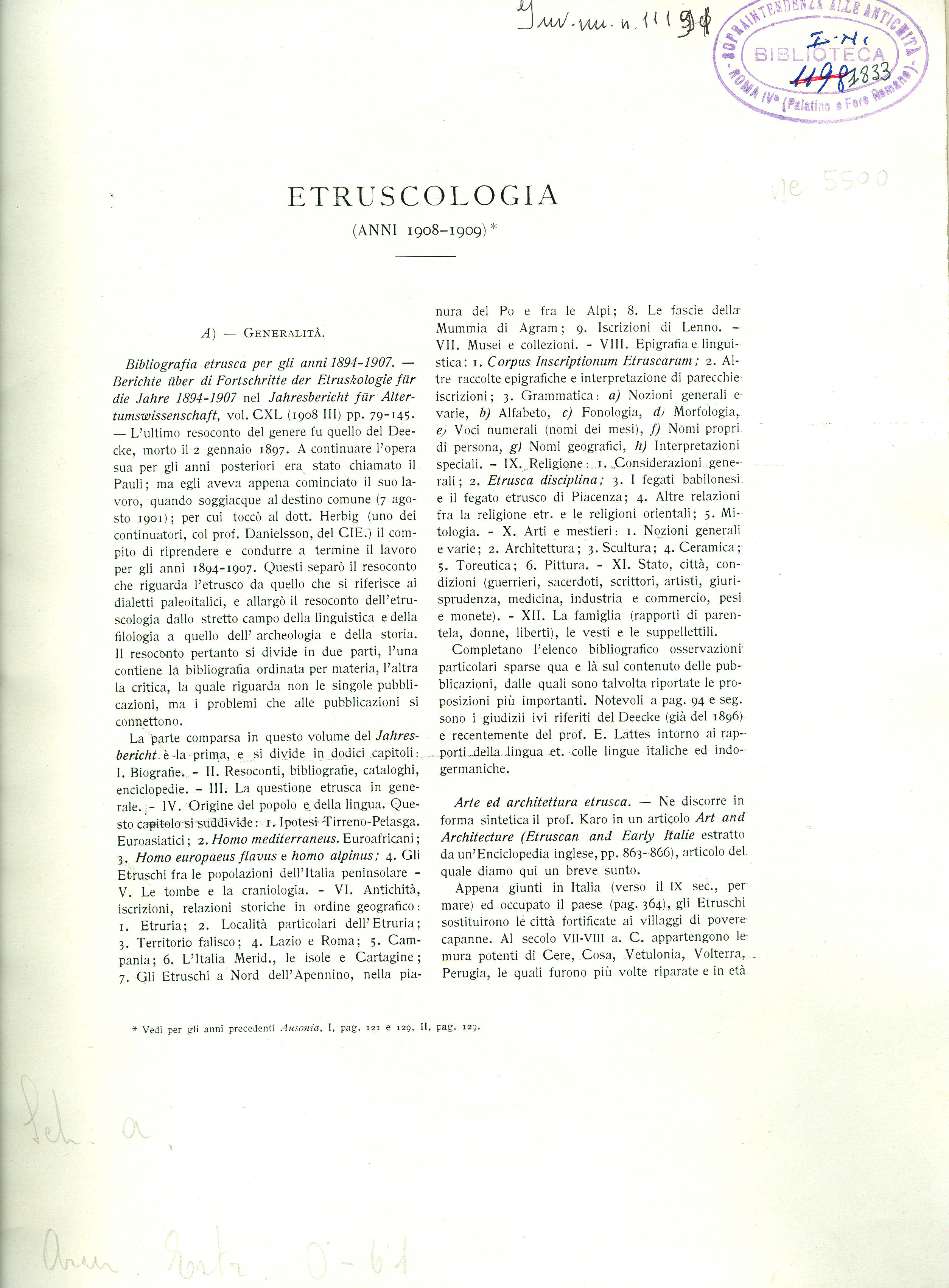 Etruscologia (anni 1908-1909)