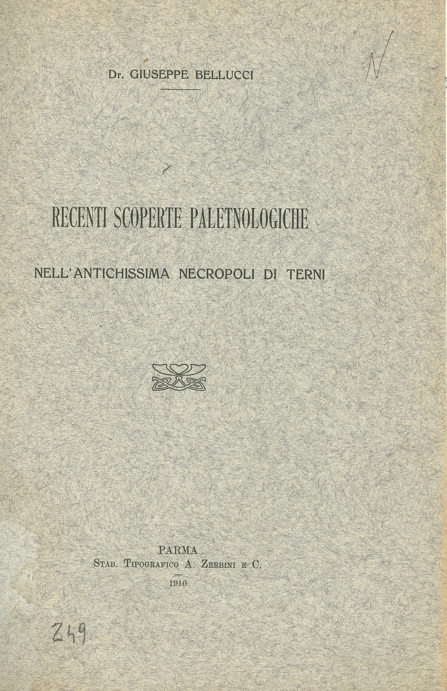 Recenti scoperte paletnologiche nell'antichissima necropoli di Terni