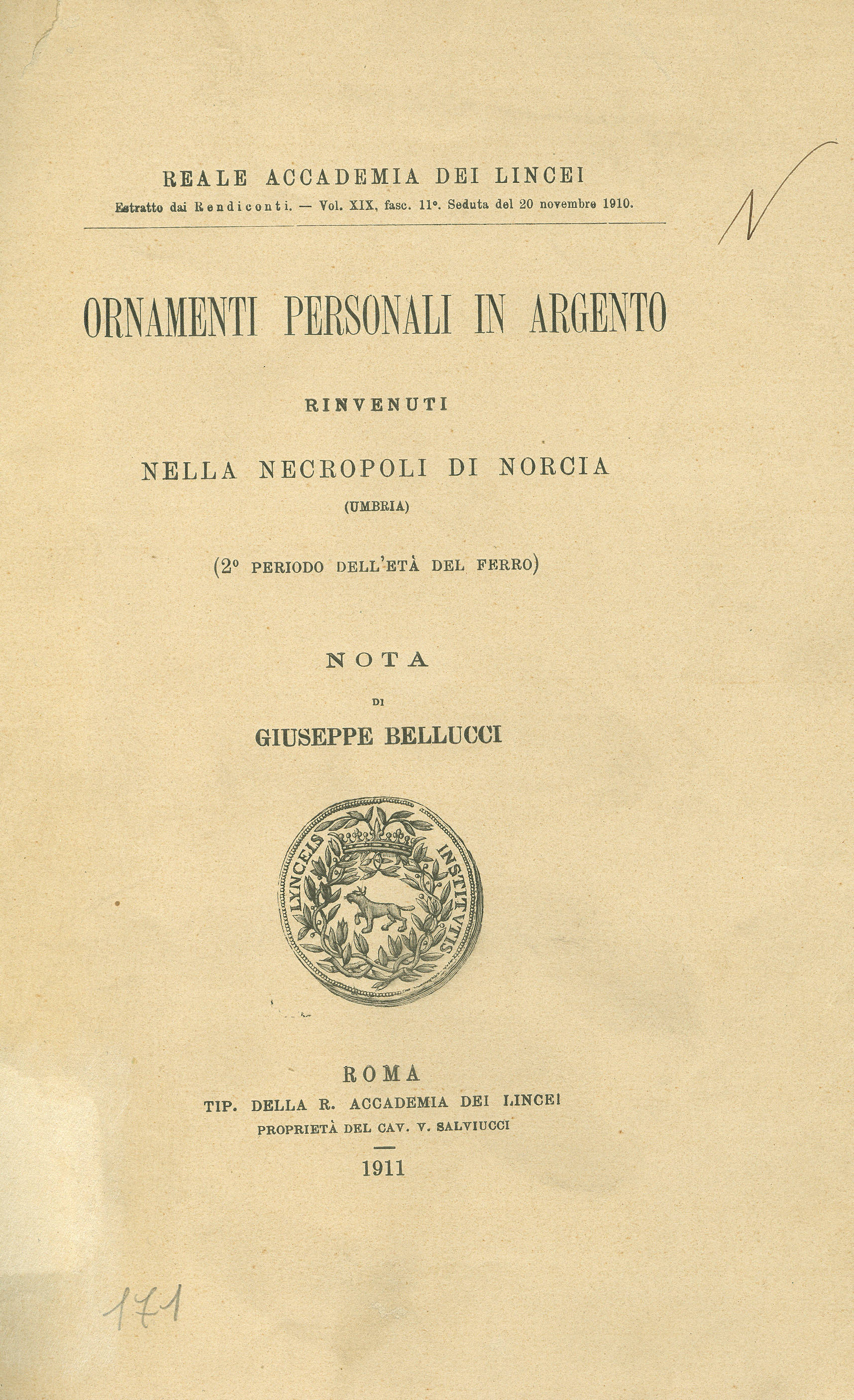 Ornamenti personali in argento rinvenuti nella necropoli di Norcia (Umbria - 2° periodo dell'età del ferro)