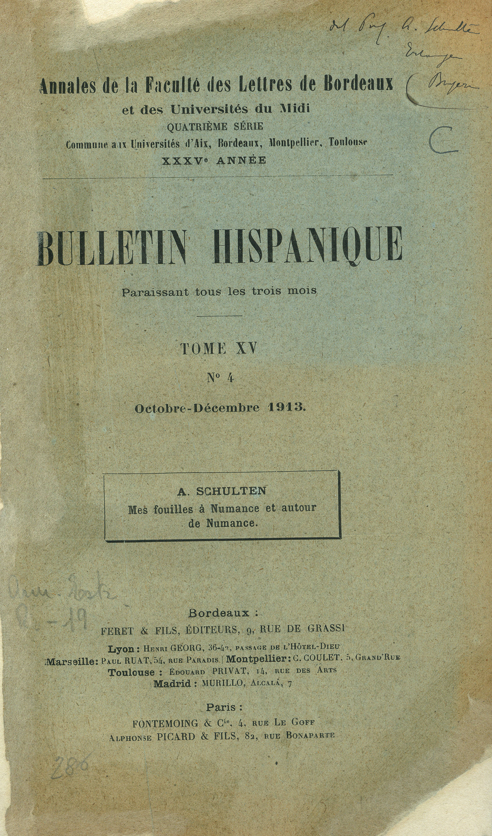 Mes Fouilles a Numance et autor de Numance (1905-1912)