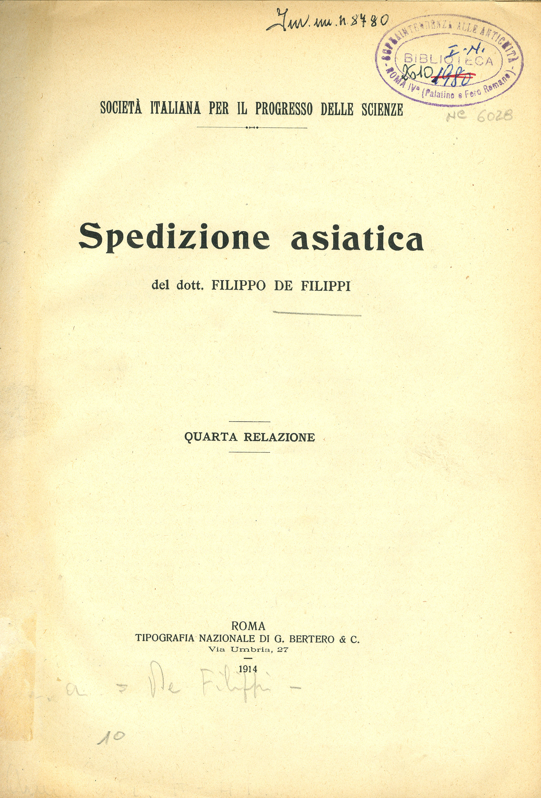 Spedizione Asiatica - Quarta Relazione