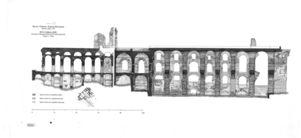 Roma, Palatino. Complesso severiano. Domus Severiana; Arcate severiane  