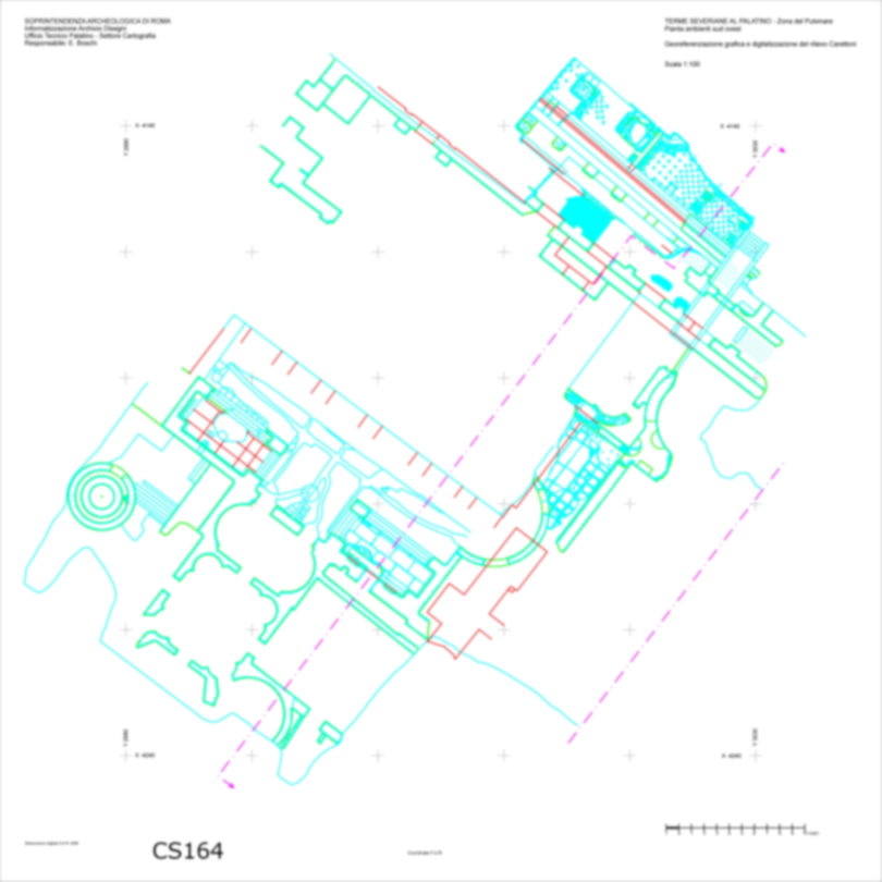 CS164 - Roma, Palatino. Complesso severiano. Terme severiane
