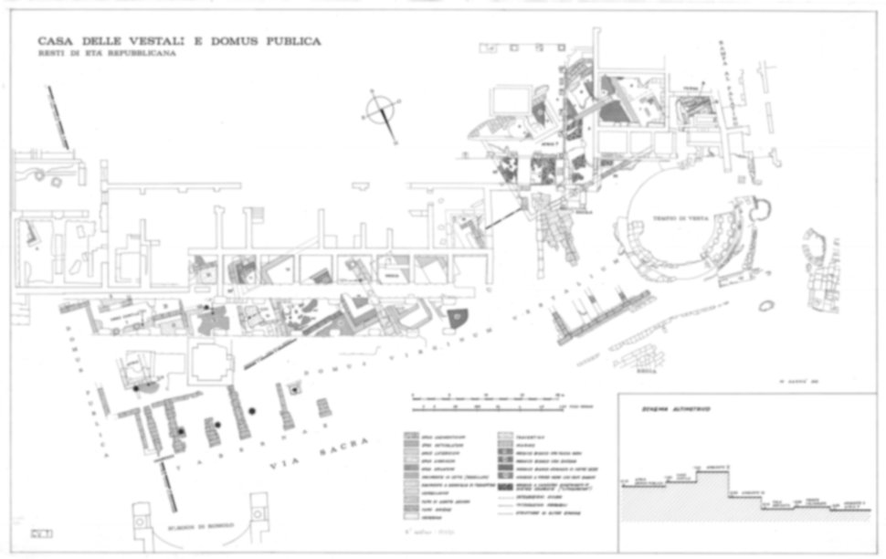 Roma, Foro Romano. Casa delle Vestali, Atrium Vestae, Tempio di Vesta, Domus Publica, Regia