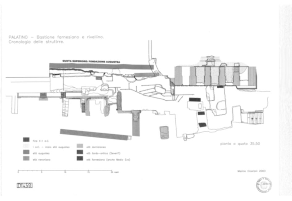 Roma, Palatino. Domus Tiberiana - Settore 3, 6; Orti Farnesiani, Bastione Farnesiano