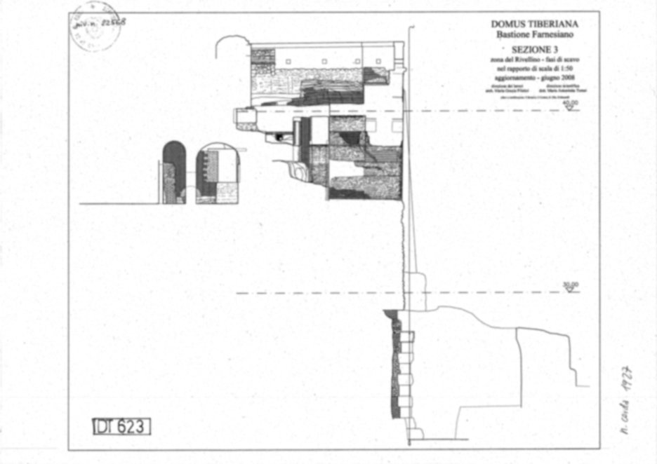 Roma, Palatino. Domus Tiberiana; Orti Farnesiani, Bastione Farnesiano