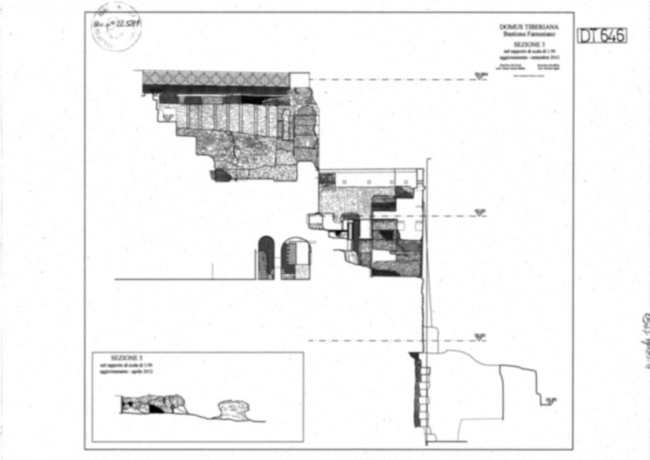 Roma, Palatino. Domus Tiberiana; Orti Farnesiani, Bastione Farnesiano