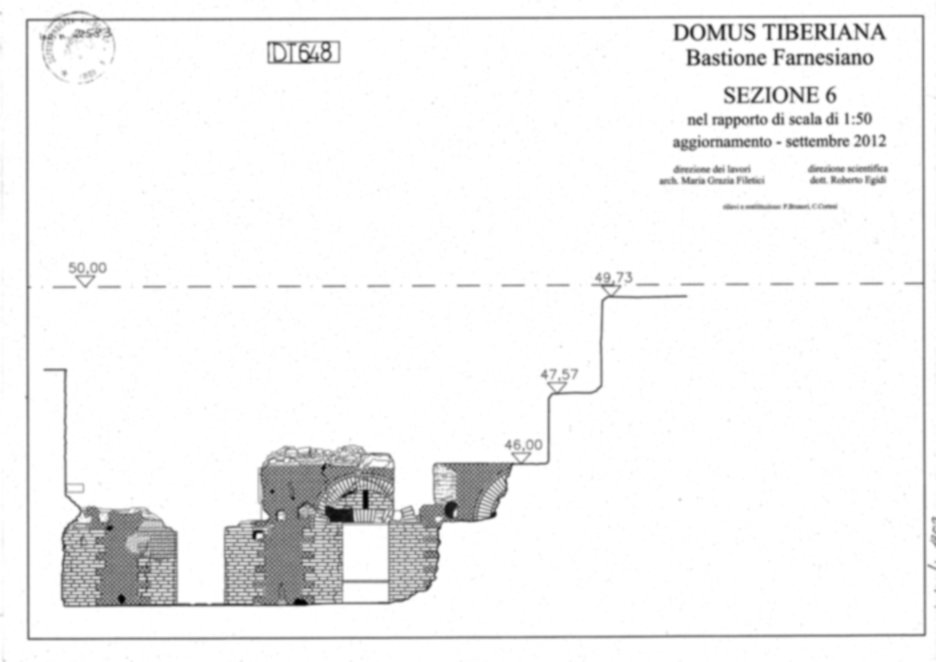 Roma, Palatino. Domus Tiberiana; Orti Farnesiani, Bastione Farnesiano