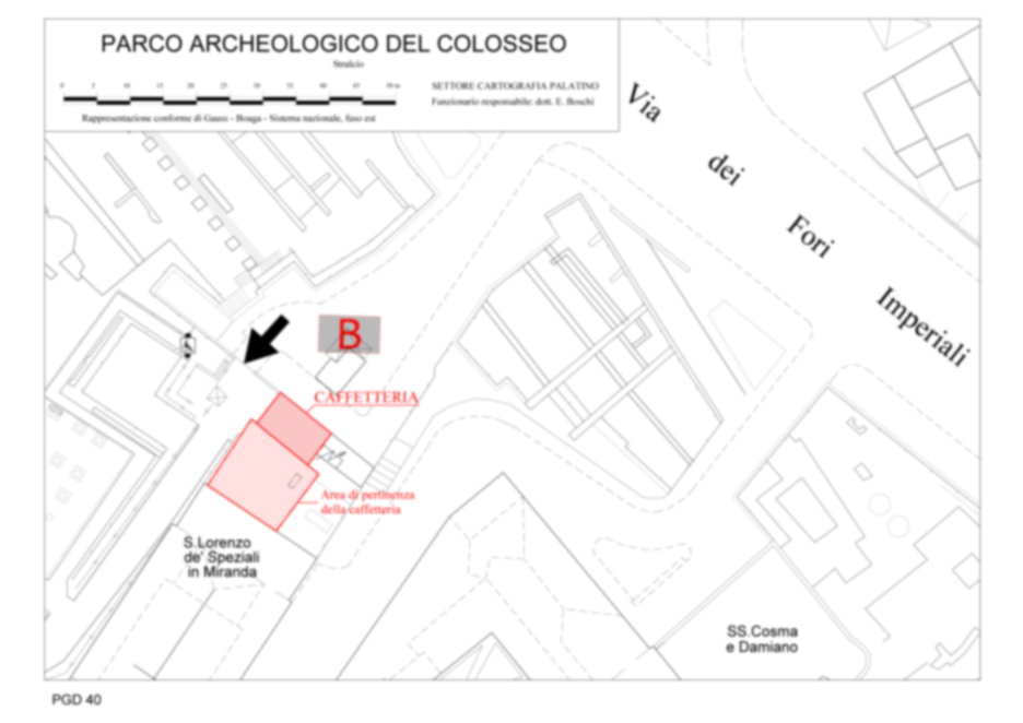 Roma, Piante generali digitali. Foro Romano, Palatino, Colosseo.  Piante tecniche