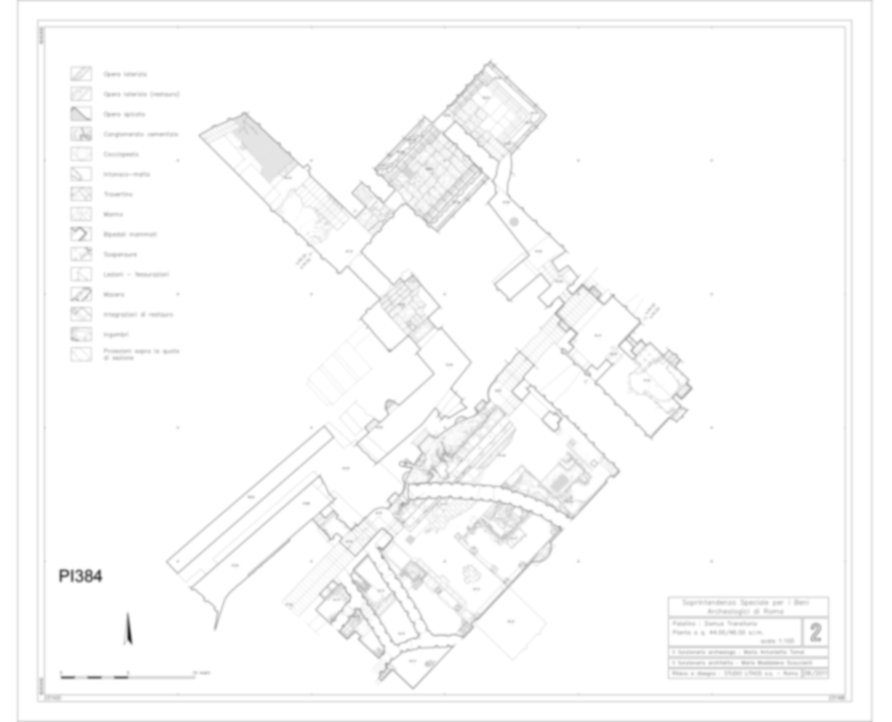 Roma, Palatino. Palazzi Imperiali. Domus Flavia - Triclinio; Domus Transitoria/Domus Aurea