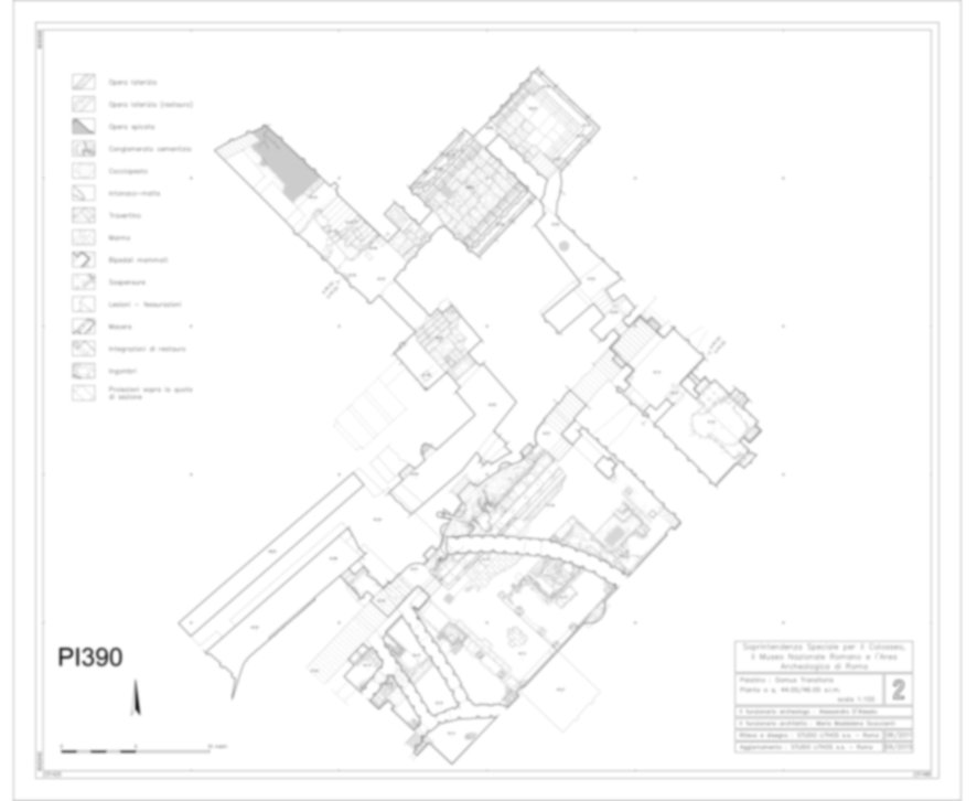Roma, Palatino. Palazzi Imperiali. Domus Flavia - Triclinio; Domus Transitoria/Domus Aurea