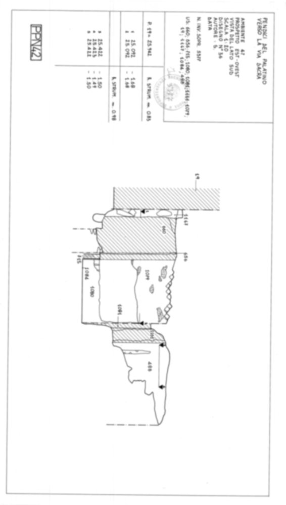 Roma, Foro Romano, Palatino. Palatino pendici nord - Scavo Carandini. Horrea Vespasiani