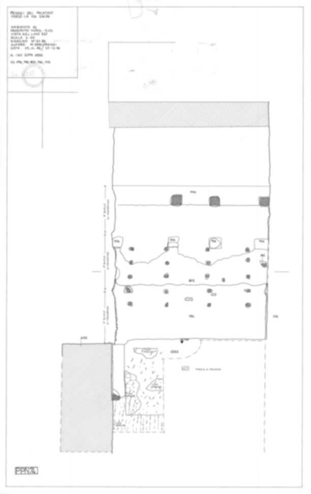 Roma, Foro Romano, Palatino. Palatino pendici nord - Scavo Carandini. Horrea Vespasiani