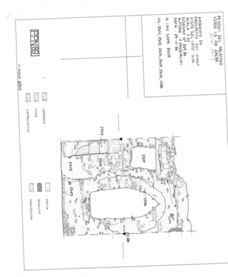 Roma, Foro Romano, Palatino. Palatino pendici nord - Scavo Carandini. Horrea Vespasiani