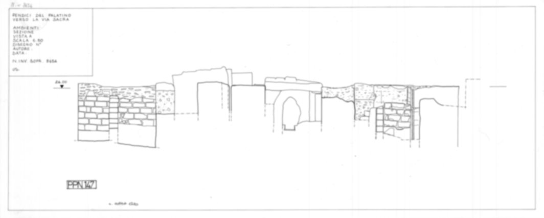 Roma, Foro Romano, Palatino. Palatino pendici nord - Scavo Carandini. Horrea Vespasiani