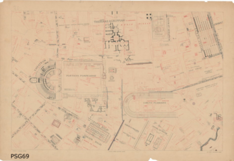 Roma, Piante e sezioni generali. Piante storiche, Campo Marzio - Terme di Agrippa, Teatro di Pompeo