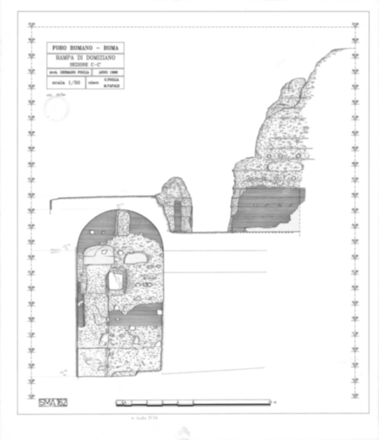 Roma, Foro Romano. Complesso edilizio sud-orientale/Area di S. Maria Antiqua. Rampa domizianea