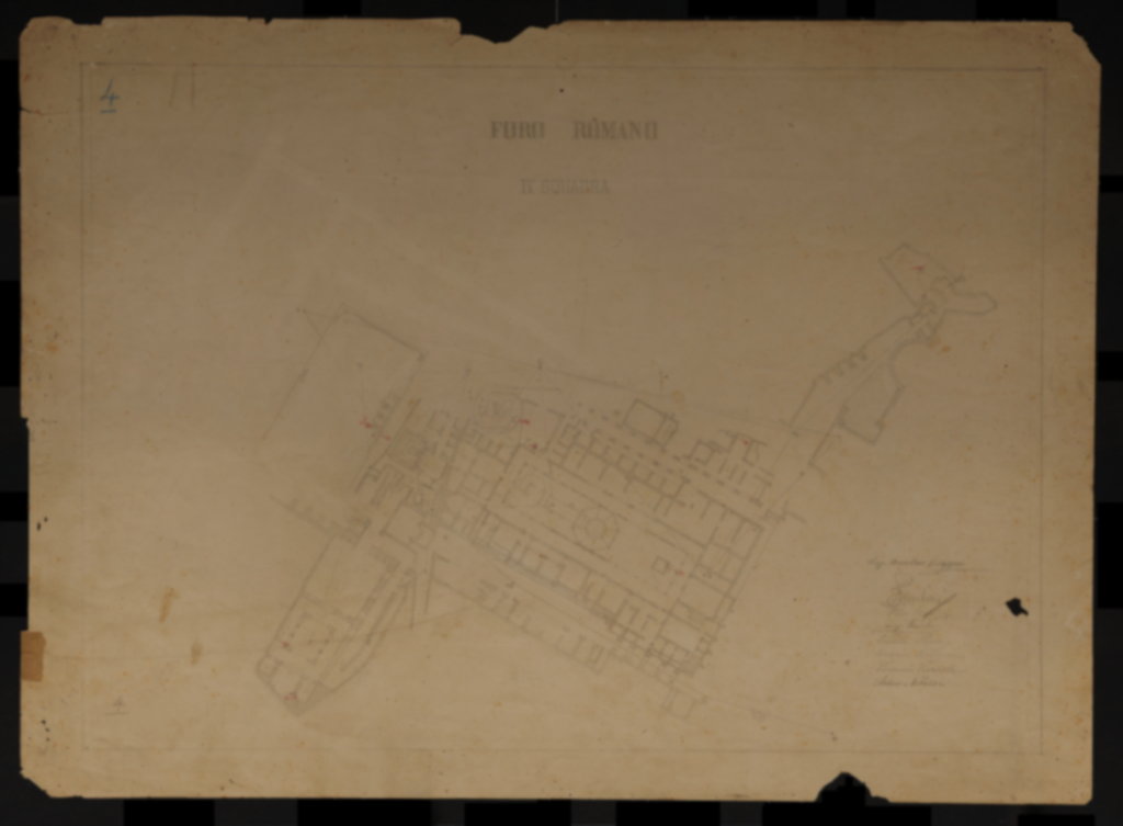 Roma. Foro Romano, Tempio dei Castori, S. Maria Antiqua, Sacrario di Giuturna, Tempio di Vesta, Casa delle Vestali, Via Nova, lato con abside Basilica di Massenzio