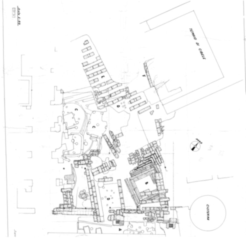Roma, Palatino. Area sud-ovest. Tempio della Magna Mater; Capanne Romulee