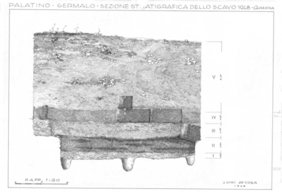 Roma, Palatino. Area sud-ovest. Capanne Romulee