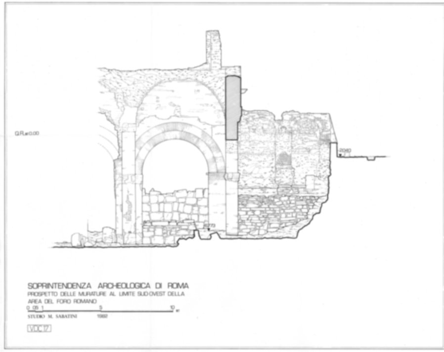 Roma, Foro Romano. Scavo via della Consolazione; lato ovest Foro Romano; Basilica Giulia