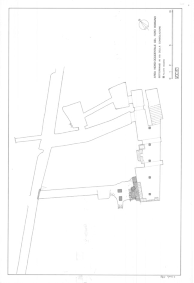 Roma, Foro Romano. Scavo via della Consolazione; lato ovest Foro Romano; Clivo Capitolino