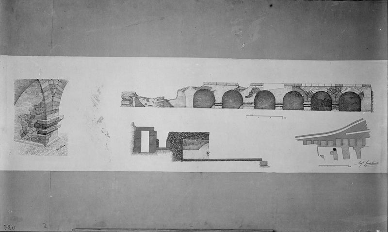 012700 - elaborato grafico - Foro Romano, Clivo Capitolino, sostruzioni repubblicane all'inizio del Clivo, c.d. Rostri di Cesare (dis. Cirilli) neg. serie C, n. 320
