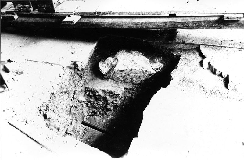 001837 - scavo archeologico - Casa dei Grifi, durante i lavori di scavo con il ritrovamento di uno dei capitelli ionici. Neg. serie F nÂ° 1976