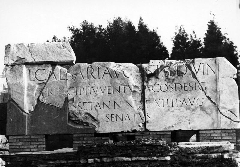 011372 - reperto - Contenuto iscrizione (nÂ° inv. 12480): L(UCIO) CAESARI AUG(U)STI F(ILIO) DIVI N(EPOTI) PRINCIPI IUVENTU(TI)S CO(N)S(ULI) DESIG(NATO) [CUM E]SSET ANN(OS) N(A)T(US) XIIII AUG(UR) SENATUS 

Bibliografia: CIL VI, 36908 (p. 4352)= AE, 1899, 153 

Neg.serie 6x6 nÂ° 17143