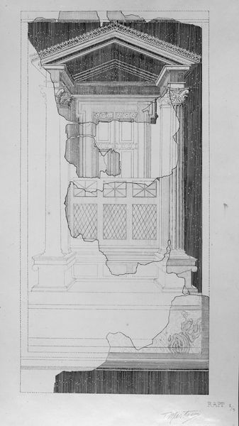 001787 - elaborato grafico - Casa dei Grifi, piano inferiore, ricostruzione grafica della decorazione pittorica in Secondo Stile Pompeiano della c.d. "alcova" dell'ambiente B (cubicolo centrale). Senza negativo